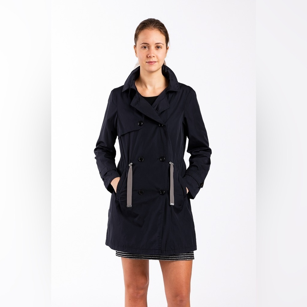 Zara Basic Blue Trench Coat Medium - image 1